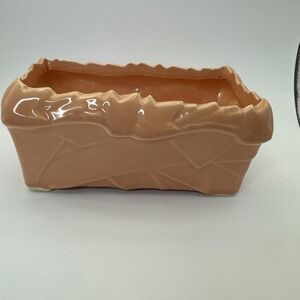 Vintage McCoy Peachy Pink Ivy Strap Rectangular‎ Pottery Planter
